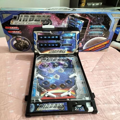 Pinball Desktop Machine with Lights & Sounds LED Digital Scoreboard Electronic Tabletop Pinball Game Retro Mini Pinballs Game Toy for Birthday Party Gift