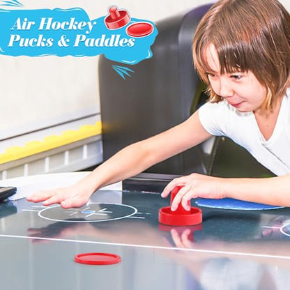 3 Sets 60mm Mini Air Hockey Pucks and Paddles Air Hockey Pushers Goal Handles Paddles Red Replacement Accessories for Game Tables (6 Strikers+12 Pucks)