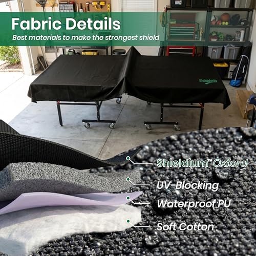 PingPong Table Cover 600D Heavy Duty Oxford Fabric 9x5 FT Universal Fit for Folding & Flat Tables, Waterproof Sunproof for Indoor Outdoor Use with Paddle Storage Bag