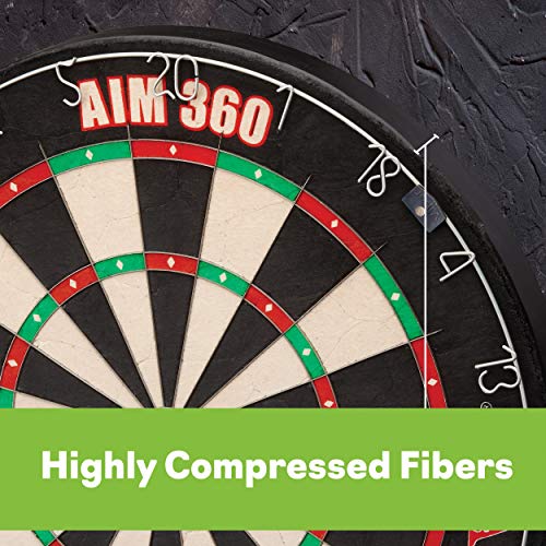 Viper AIM 360 Tournament Bristle Steel Tip Dartboard Set with Staple-Free Razor Thin Metal Spider Wire, Self-Healing Premium-Grade Sisal, Aiming Marks, Movable Target Circles for Focused Training