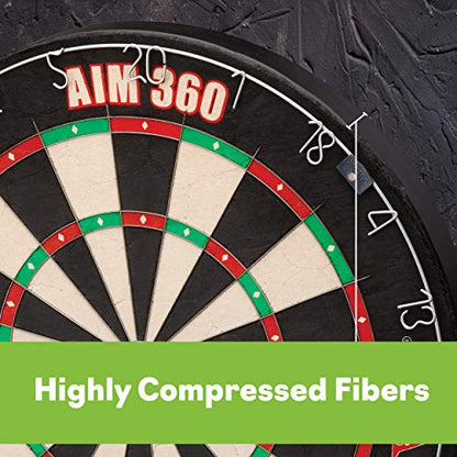 Viper AIM 360 Tournament Bristle Steel Tip Dartboard Set with Staple-Free Razor Thin Metal Spider Wire, Self-Healing Premium-Grade Sisal, Aiming Marks, Movable Target Circles for Focused Training