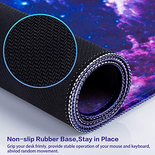 Canjoy Gaming Mouse Pad, 31.5x15.7inch Large Extended Mousepad Big Computer Desk Mat for Keyboard and Mouse Full Desk Mouse Mat with Non-Slip & Rubber Base - color: Blue Galaxy