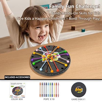 lartoys Rope Untangling Puzzle Game, Mini Travel Size Educational Strategy Board Game for Kids & Adults, Family Travel Party Games with Multi-Level Challenges, Gifts for All Ages - size: mini(6.2 in)