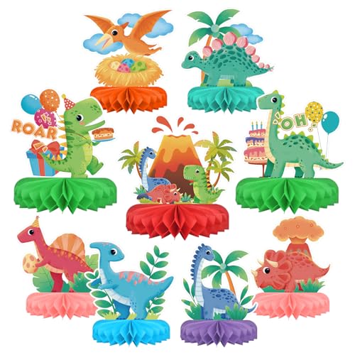 Dinosaur Birthday Party Supplies Kit - Dinosaur Themed Table Decorations with Honeycomb Centerpiece for Splendid Dinosaur Birthday Party Decorations - style: Dinosaur