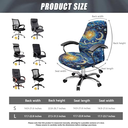 Moon Design Office Chair Covers, Removable Anti-Dust Spandex Computer Office Chair Cover Stretch Soft Fit Universal Desk Rotating Chair Slipcovers for Dogs Cats Pets - color: Moon Design 3, size: Small