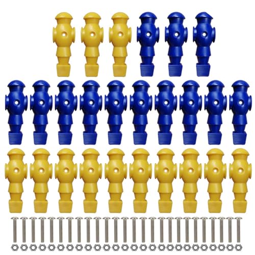 26Pcs Table Foosball Men Replacement Football Men Soccer Games Player Figure 107mm Height 16mm Side Hole Foosball Player - color: Blue and yellow, size: With screws