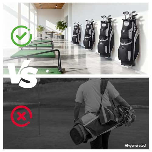 Adjustable Wall Mount Golf Bag Holder - 33.5" to 42.5" Tool-Free Length Adjustment, Heavy-Duty Alloy Steel Storage Rack for Garage, Home, and Golf Club - size: 33.5"-42.5" & 4.8"