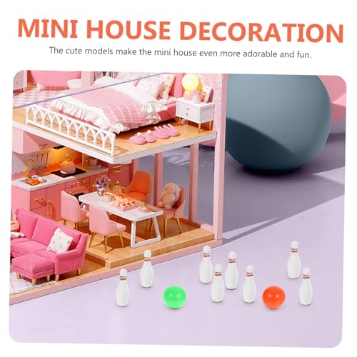 Abaodam 1Set Miniature Bowling Set Pins Balls Realistic Bowling Game for Doll House Decor Safe Lightweight and Highly Simulated Desktop Bowling for Adults