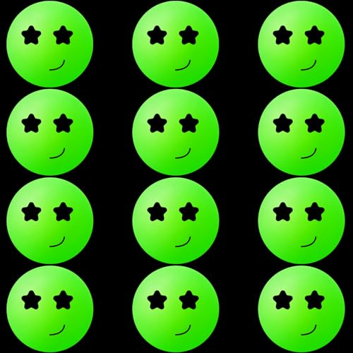 Soulchen 40mm Glow in The Dark Table Tennis Balls Bulk, Carnival Game Night, Neon Birthday Party Favors, Classroom Rewards, Goodie Bag Filler, Pet Playmate - color: Glow in the Dark Green, size: Twinkle Smile