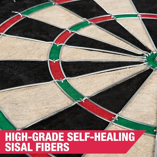 MD Sports Dartboard Cabinet Multiple Styles Electronic Dartboard With Digital X/O Cricket Scorekeeping and Dart Set, Perfect for Cricket Games - style: Bristle Dartboard (w/Steel Tip Darts)