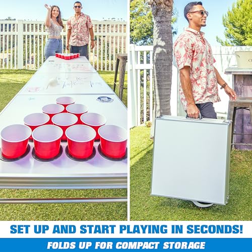 GoPong 8 Foot Portable Beer Pong/Tailgate Tables (Black, Football, American Flag, or Custom Dry Erase) - color: Custom Dry Erase