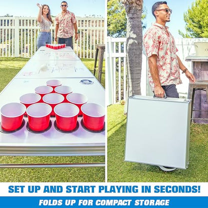 GoPong 8 Foot Portable Beer Pong/Tailgate Tables (Black, Football, American Flag, or Custom Dry Erase) - color: Custom Dry Erase