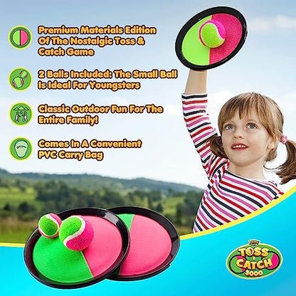 YoYa Toys Toss and Catch Ball Game Upgraded Set - Outdoor Kids Sports Activities - Outside Fun Summer Toy for Beach, Backyard, Park, Yard Lawn, Camping for Ages 4-12, 2 Catch Paddles, 2 Sticky Balls - style: 2 Paddles + 2 Balls