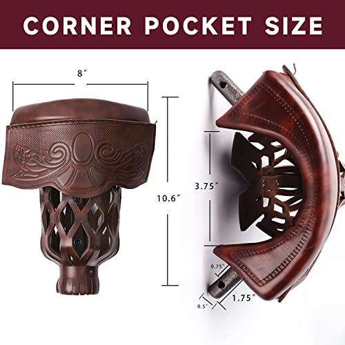 GSE Games & Sports Expert Set of 6 Heavy Duty PU Leather Billiard Pool Table Pockets, Billiard Pool Table Accessories (Several Colors & Styles Available) - color: Walnut - Shield