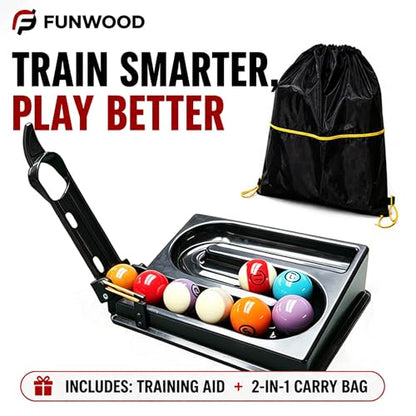Pool Ball Rack Training Aid Kit, Billiard Pool Accessories with Precision Training Rack, Portable Backpack with Spare Parts, Pool Table Practice Tool, Gift for Pool Players - color: black