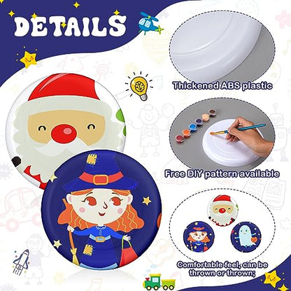 Tenceur 36 Pcs DIY Plastic Flying Disks Bulk 7 Inch Color Your Own White Flying Disc with 10 Paintbrushes and 3 Paints for Party Favors and Crafts Fun Home Activities Games - color: White