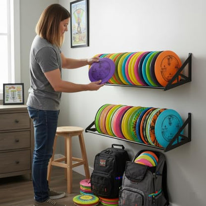 2 Pcs Disc Golf Rack Wall Mount, Disc Golf Storage, Disc Golf Wall Hanger, Disc Golf Shelf for Wall, Disc Rack Storage, Wall-Mounted Disc Golf Organizer for Home, Garage