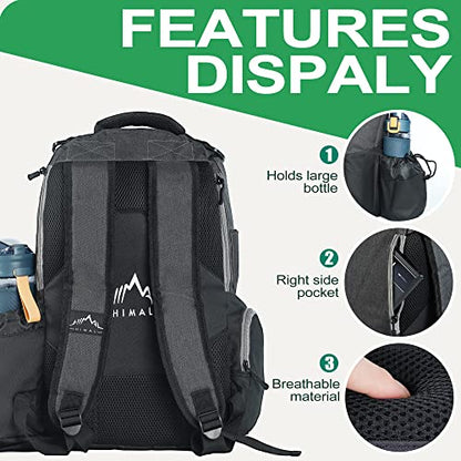 HIMAL HIMAL Disc Golf Bag Holds 22+ Discs, Durable Disc Golf Backpack with Large Capacity, and Multiple Storage Pockets - color: Black
