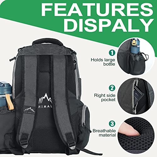 HIMAL HIMAL Disc Golf Bag Holds 22+ Discs, Durable Disc Golf Backpack with Large Capacity, and Multiple Storage Pockets - color: Black