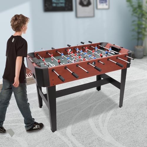 47 Inch Foosball Table,Portable Mini Table Football Soccer Game Set with Score Keeper for Adults and Kids,Wooden Tabletop Billiard Game Soccer Tabletop Competition Game for Family Parties Game Rooms