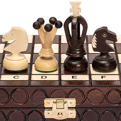 Husaria European International Chess Wooden Game Set, King's Classic - 11.3-Inch Small Size Chess Set with Folding Board and Felt Bottom Chessmen - size: 11.3 Inch Classic