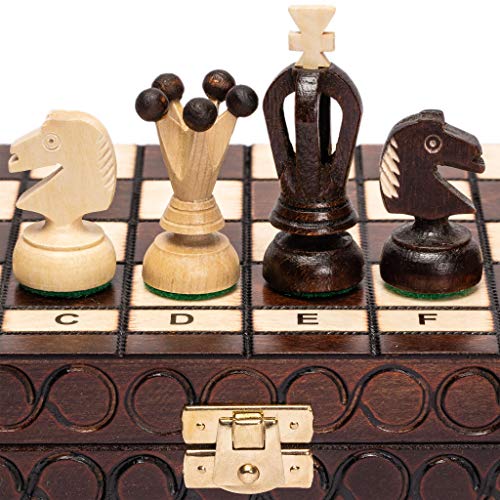 Husaria European International Chess Wooden Game Set, King's Classic - 11.3-Inch Small Size Chess Set with Folding Board and Felt Bottom Chessmen - size: 11.3 Inch Classic