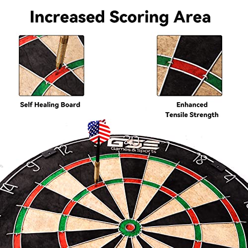 GSE Games & Sports Expert 18" Regulation Size Steel Tip Dartboard Game Set. Excellent Bristle/Sisal, Paper Baseball, Bullseye, Dart Board Game Set (Several Styles Available) - style: Pro Bristle Dartboard with Scoreboard
