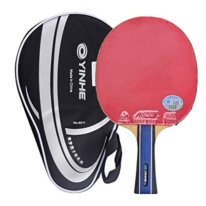Professional Table Tennis Bat 5 Layers of Wood 2 Layers of Carbon Fiber Ping Pong Racket for Intermediate and Advanced/As Shown/Short Handle - size: Long handle