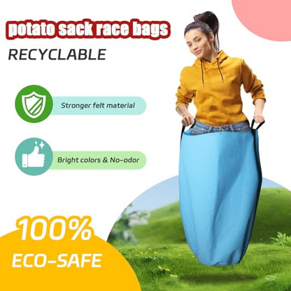 Potato Sack Race Bags, Soft Heavy Gauge Felt Sack Race Bags with Handles for Adults and Kids, Outdoor Games Backyard Games, Birthday Party, Carnival Field Day Lawn Family Reunion