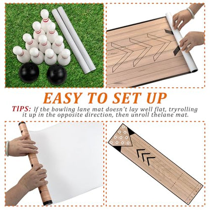 Mini Bowling Set, Home Bowling Ball Set, Indoor & Outdoor Bowling Alley Set with Lane, Bowling Pins & Ball Set, Full Bowling Alley Set for Family & Friends