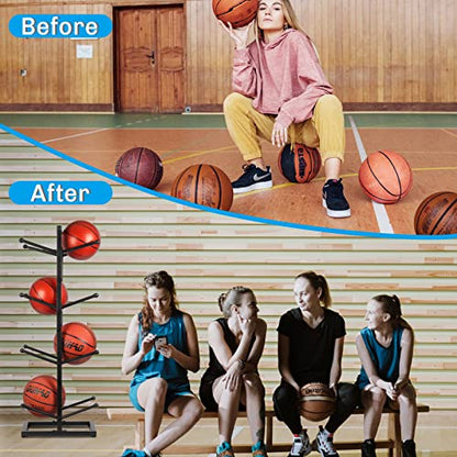 Basketball Organizers Metal Ball Storage Rack Sports Storage for Indoor Outdoor - style: 4-Layer