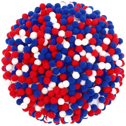 SEPGLITTER 1000Pcs 4th of July Red White Blue Pom Poms Puff Balls | 1cm Size, DIY Crafts Making, Independence Day, 250th Anniversary, Patriotic Decoration, Veterans Memorial Party Supply - style: Red White Blue Style