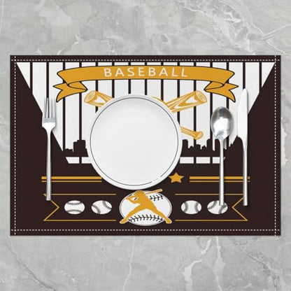 Erosebridal Baseball Seasonal Place Mats Set of 4,Baseball City Table Mats San Diego Placemats, Sports Player Game Place Mat, Oil Proof Washable - color: Brown, San Diego