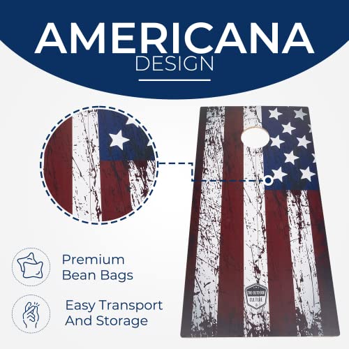 Foldable Cornhole Game Set - 4' x 2' Outdoor Game for Lawn, Backyard, Beach and Tailgating - Set Includes 8 Bean Bags, Travel Case & Game Rules - Great for Family Games