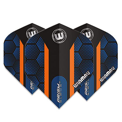 Winmau Prism Alpha Blue & Orange Hexagon Extra Thick Dart Flights - 1 Set per Pack (3 Flights in Total)