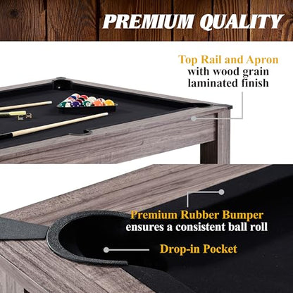 Barrington Billiards 7' Drop Pocket Pool Table 3-in-1 Combo Table, Dining Top, Table Tennis and Billiards with Accessories - style: 7 Ft. Monteray Brown