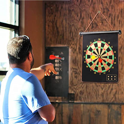 GSE Games & Sports Expert Double-Sided Magnetic Dart Board for Indoor/Outdoor. Magnetic Baseball/Dartboard Game Set with 6 Safe Darts