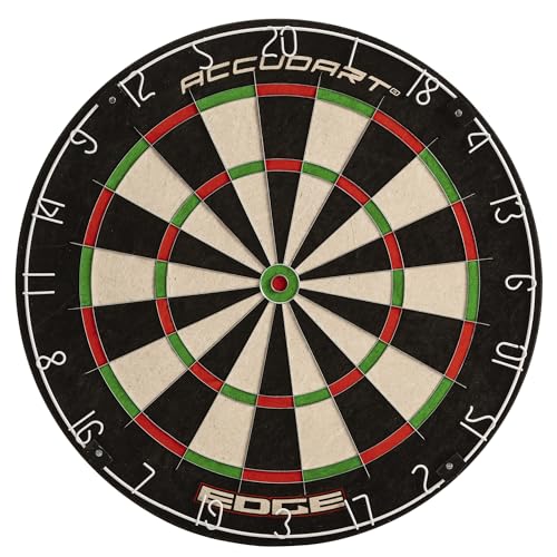 Accudart Edge Bristle Dartboard – Premium Brazilian Sisal, Razor‑Thin Spider, Rotating Metal Number Ring, Increased Playing Area, Super Thin Bullseye – Ideal for Steel‑Tip Darts