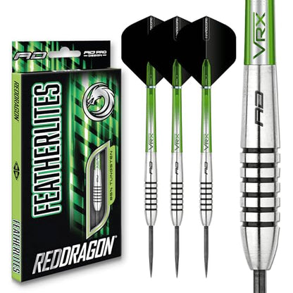 RED DRAGON Featherlite 2 Tip Darts Set - 80% Tungsten Ultra-Lightweight Barrels for Smooth Release & Precision Control, 19g, Flights & VRX Aluminum Shafts Included