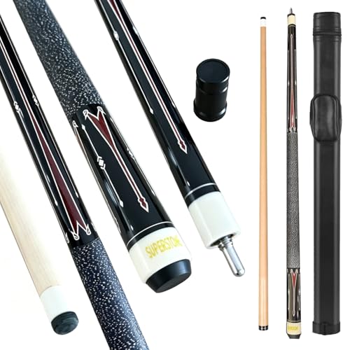 SUPERDIAMOND Pool Cue Stick Set Billiard Cue Sticks with Hard Case, 2-Pieces 58" Pool Table Sticks, 12.5 mm Tip Pool Queue,Pool Stick Set for Home Recreation, Billiards Clubs, Training - style: Billiard Cue Sticks-YMX-Y-D-3S