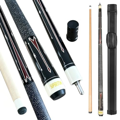 SUPERDIAMOND Pool Cue Stick Set Billiard Cue Sticks with Hard Case, 2-Pieces 58" Pool Table Sticks, 12.5 mm Tip Pool Queue,Pool Stick Set for Home Recreation, Billiards Clubs, Training - style: Billiard Cue Sticks-YMX-Y-D-3S