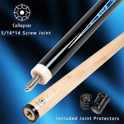 Collapsar CA Pool Stick with 1X1 Hard Case,58" Maple Professional Billiard Cue Stick,19-21 oz Pool Cue Set - color: CA002+Joint Protector+Hard Case, size: 19 ounce