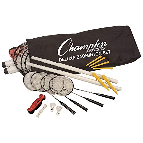 Champion Sports Outdoor Game Sets – Volleyball, Badminton, Tetherball, Bocce & Croquet - style: Recreational Badminton Set