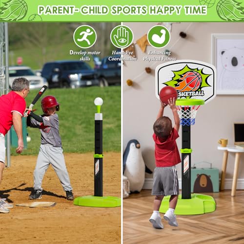 Outdoor Sport Toys Light Up Archery & Toddler Basketball Hoop and Tee Ball Set for Boy Bow and Arrow Set with 10 Suction Cup Arrows Baseball Tee with Automatic Pitching Machine Christmas Birthday Gift
