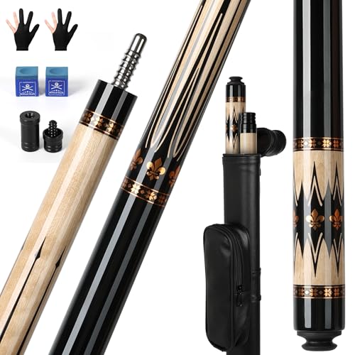 AKLOT Pool Cues,58" Pool Cue Stick Canadian Maple Wood Billiard Cues Sticks for Professional Billiard Players 18 19 20 21 oz - color: 20oz + Case