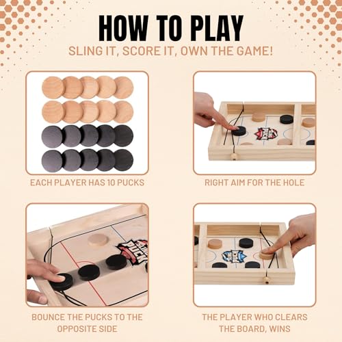 Fast Sling Puck Game - Super Winner Slingshot Puck Board Game - Sling It Shot 2 Player Hockey Table for Kids, Teen and Adults - Christmas Indoor Family Tabletop Games - style: 14 Inch Small