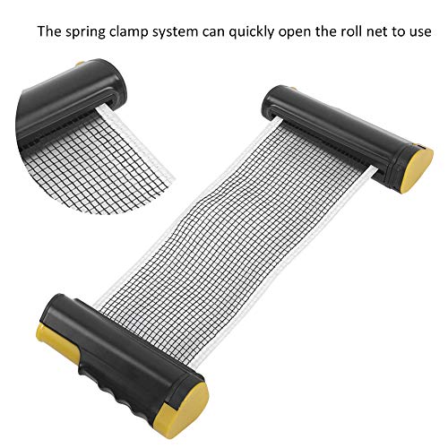 Retractable Table Tennis Net Rack, Portable Plastic Polyester Cotton, Telescopic Length up to 170cm669inch/., Install Spring Clamp System, Stable on - color: Yellow and black on the wavy side