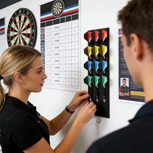 Genérico Wooden Darts Wall Mount | Entertainment Accessories with 12 Holes for Parties | Darts Base - for Home Game Room Bar Office Pubs Clubs Tournaments Competitions