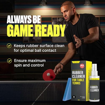 PRO-SPIN Table Tennis Rubber Cleaning Kit - Ping Pong Paddle Cleaner | 200ml Rubber Cleaner & Sponge Included | Eliminate Dirt & Dust | Optimal Spin & Control | Preserve Rubber