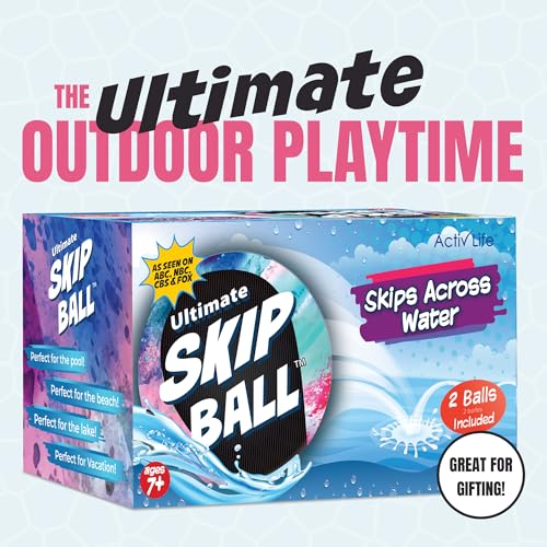 Activ Life The Ultimate Water Skip Balls, Water Bouncing Ball for Swimming Pool, Beach Toys for Friends, Family, Kids and Adults - style: Black Splatter